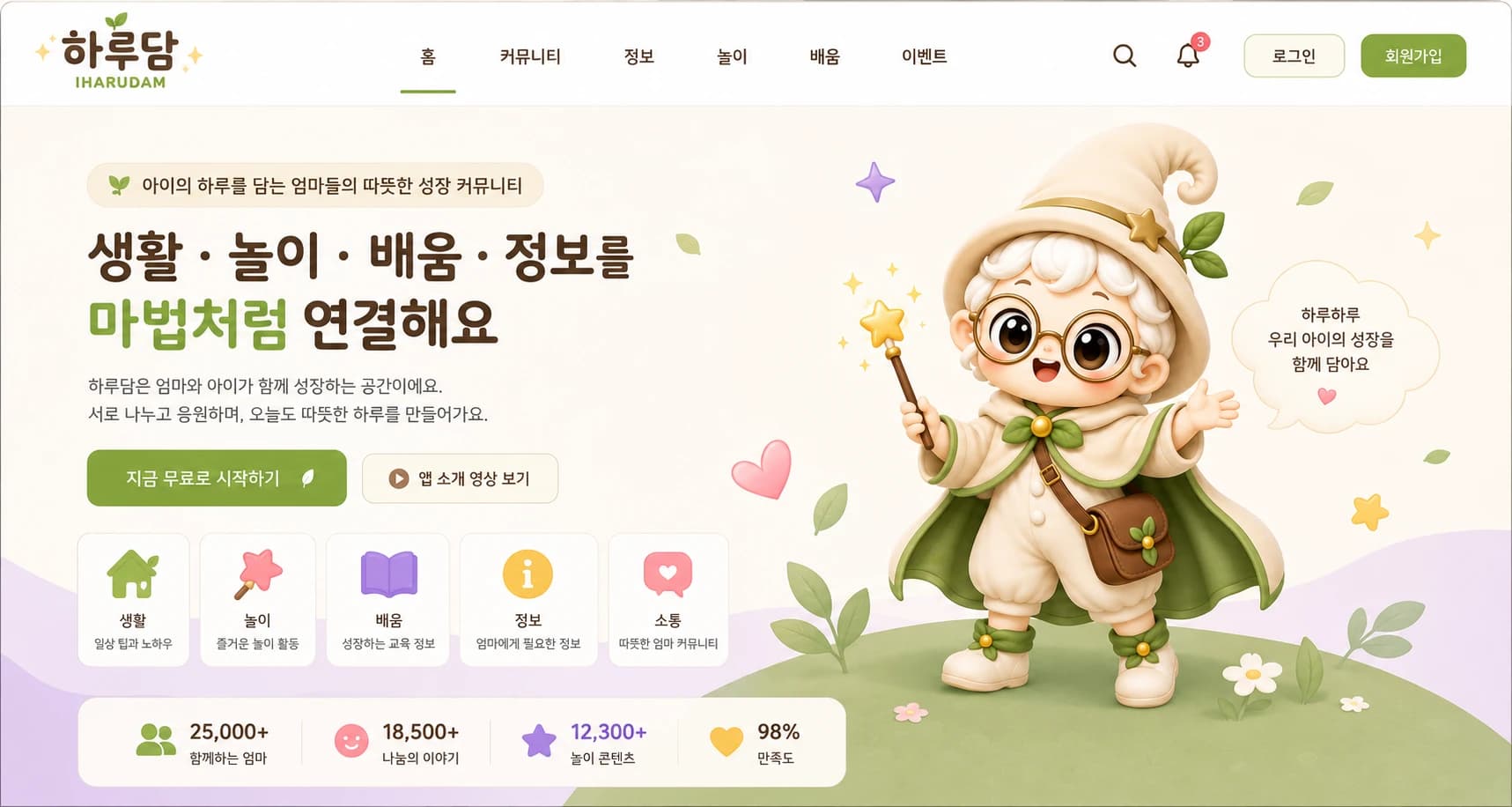 아이하루담 실제 화면